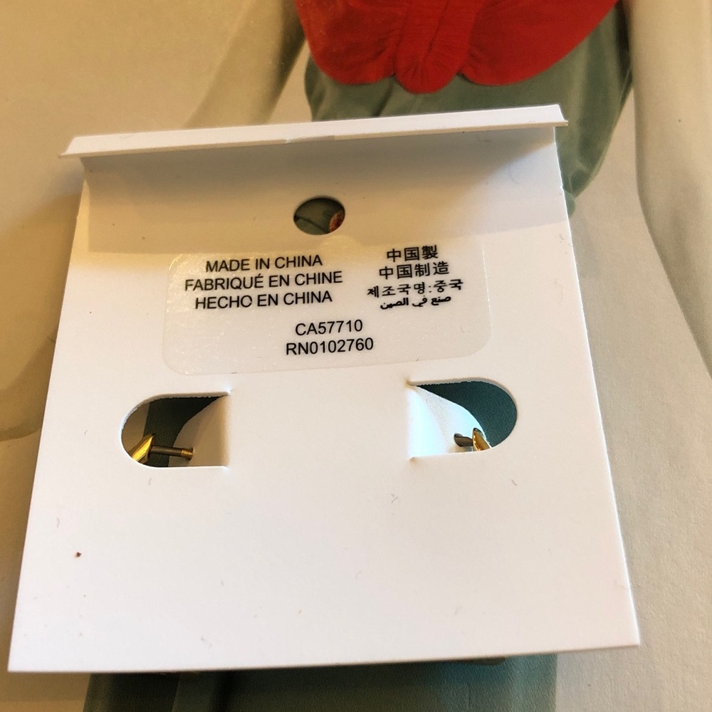 Authentic New on card. kate spade Brown and Gold Padlock Stud Earrings - Picture 4 of 7